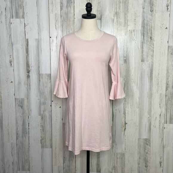 Sundry Bell Sleeve Dress Pale Pink Shift Mini Pastel Boho Office Preppy Size XS - Picture 1 of 6